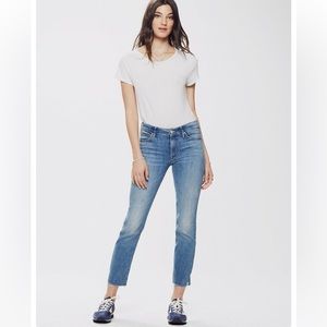 $298 MOTHER denim Rascal Cuff ankle cropped medium wash jeans final sale price
